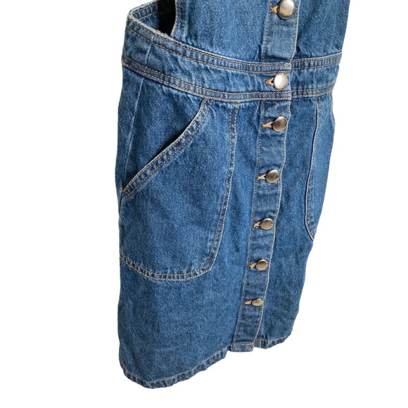 Divided H&M Denim Overall Dress Womens 2 Blue Jean Mini Button Front Sleeveless - Picture 4 of 12